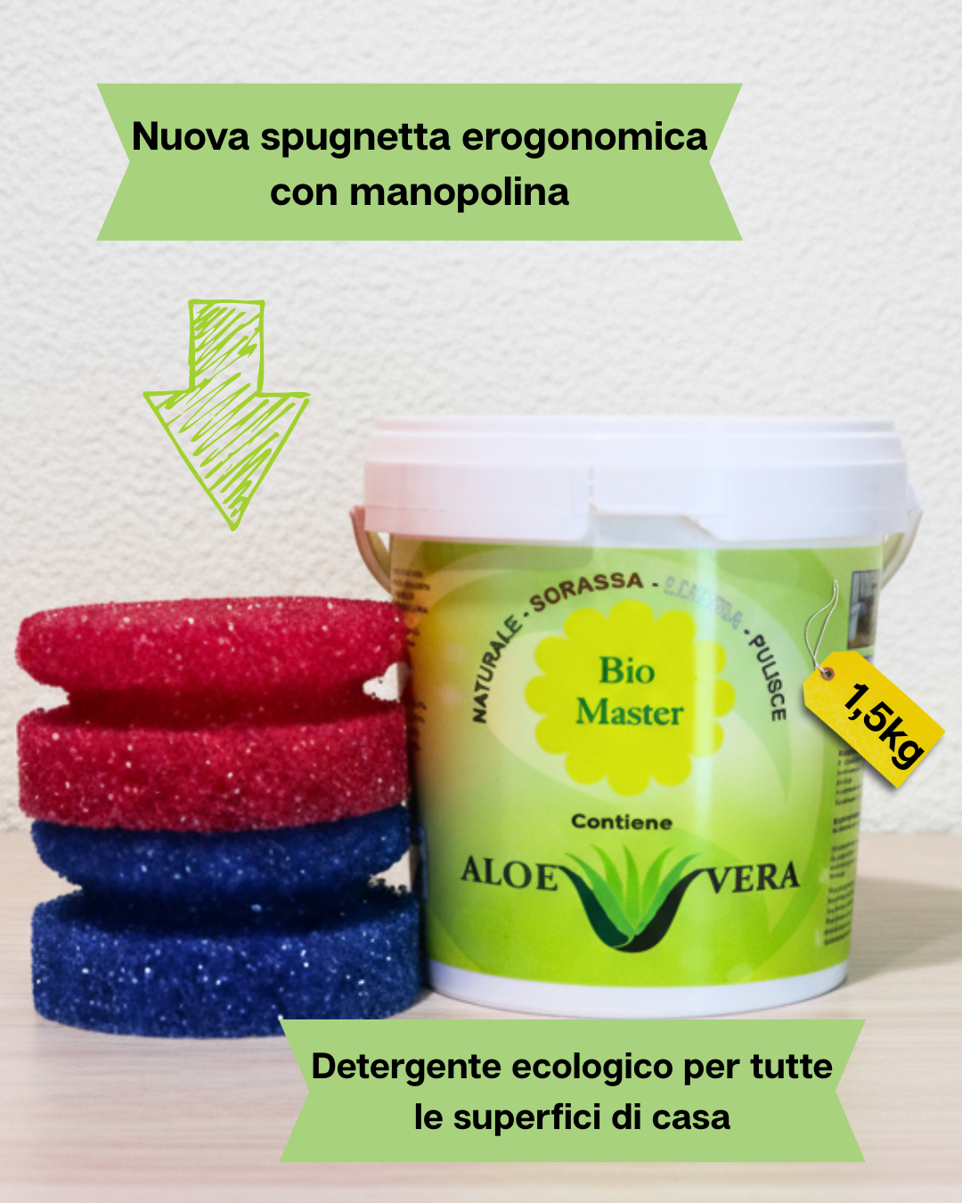 kit Bio Master Aloe 1,5kg+ Detergente Vetri 750ml
