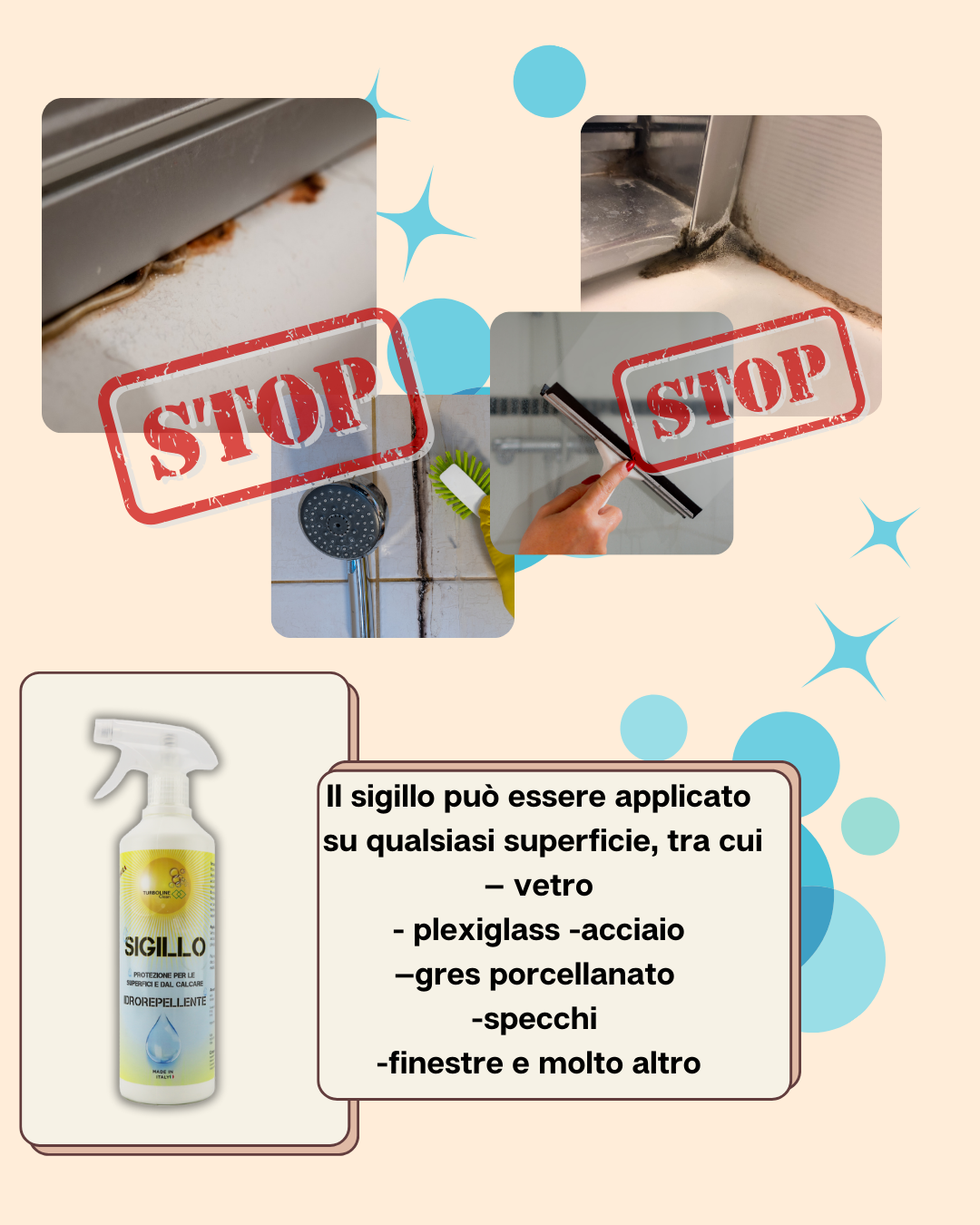 sigillo idrorepellente - per proteggere le superfici da calcare, muffa e per ritardare lo sporco