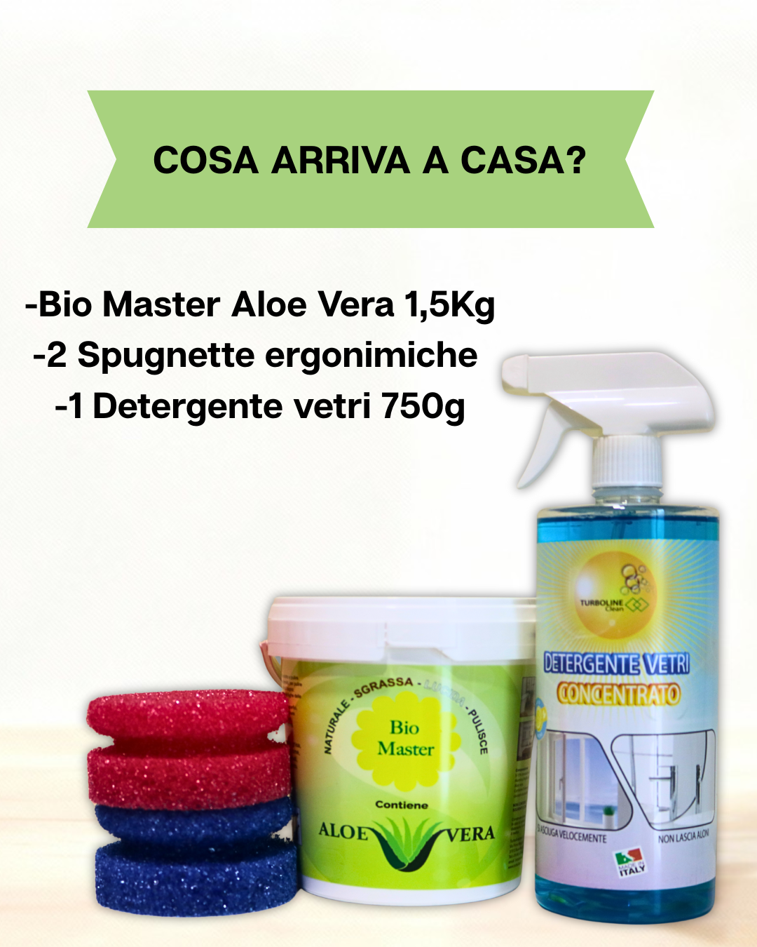 kit Bio Master Aloe 1,5kg+ Detergente Vetri 750ml