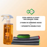 bio Orange 750ml+3 panni in carbonio 50x40 e spugnetta double face