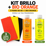 Panno Brillo 3 Panni 40x40 + Bio Orange Sgrassatore 500ml | Turboline