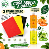 Panno Brillo 3 Panni 40x40 + Bio Orange Sgrassatore 500ml | Turboline