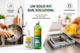 Kit Cucina Completo Made in Italy | Gel Lavapiatti + Gel Lavastoviglie Concentrati | Dosatore in Omaggio